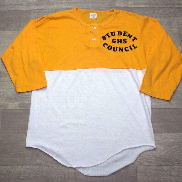 VTG Gulf Coast Sportswear Student GHS Council Henley T Shirt Mens M - Picture 1 of 4